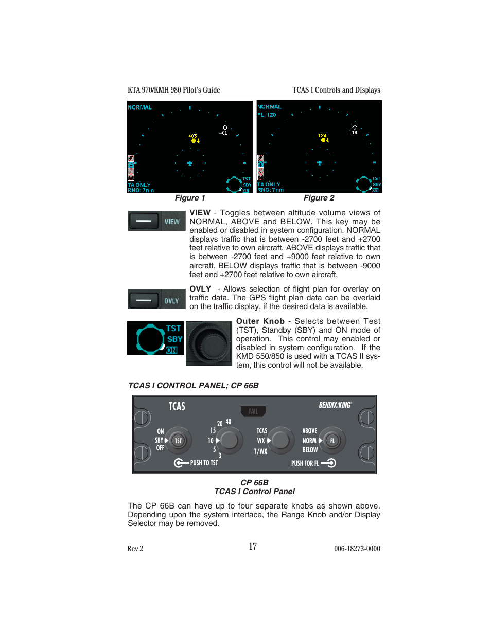 Tcas i control panel;cp 66b, Tcas i control panel; cp 66b, Tcas | BendixKing KMH 920 System KMH 980 User Manual | Page 25 / 73