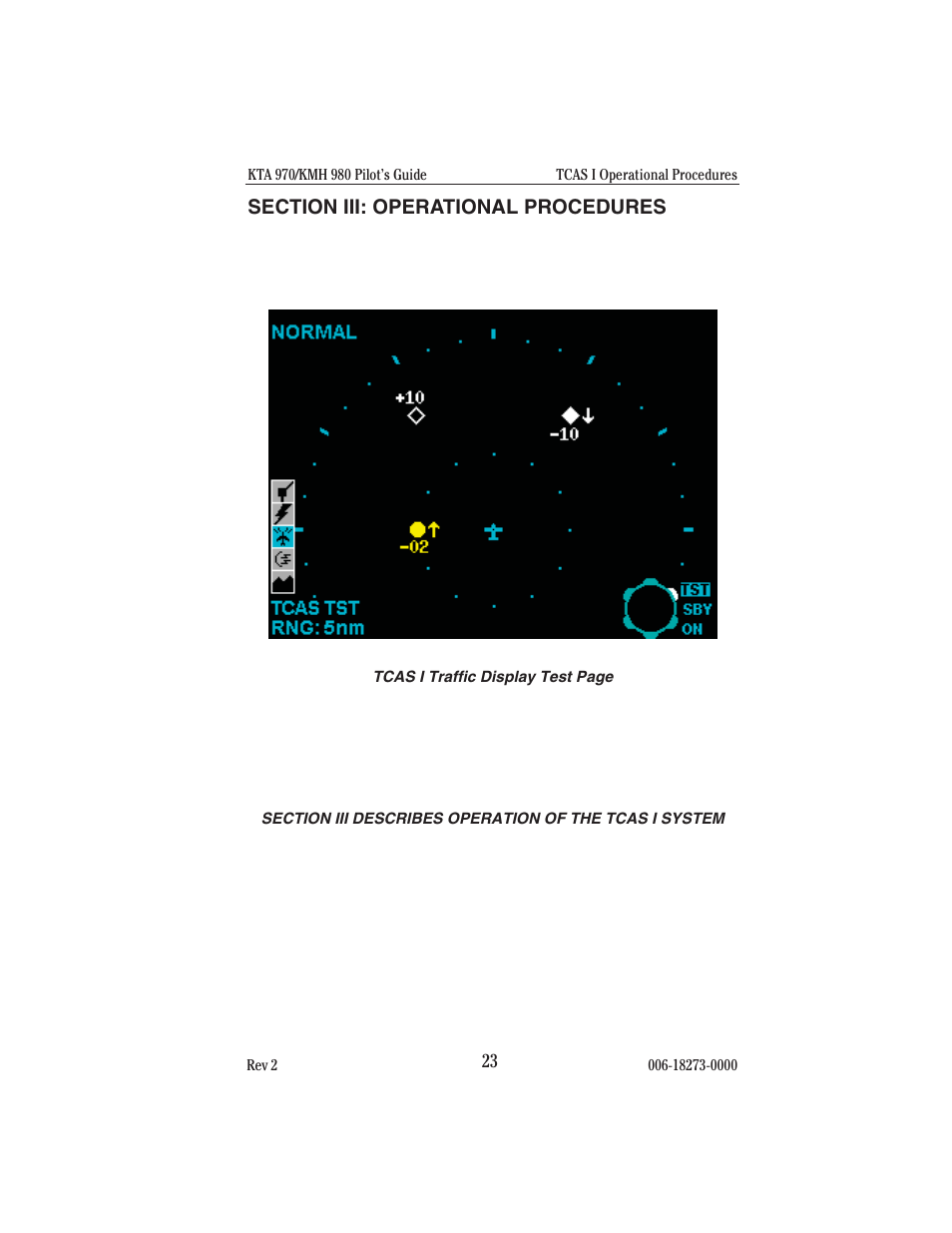 Section iii:operational procedures, Section iii : tcas i operational procedures | BendixKing KMH 920 System KMH 980 User Manual | Page 31 / 73