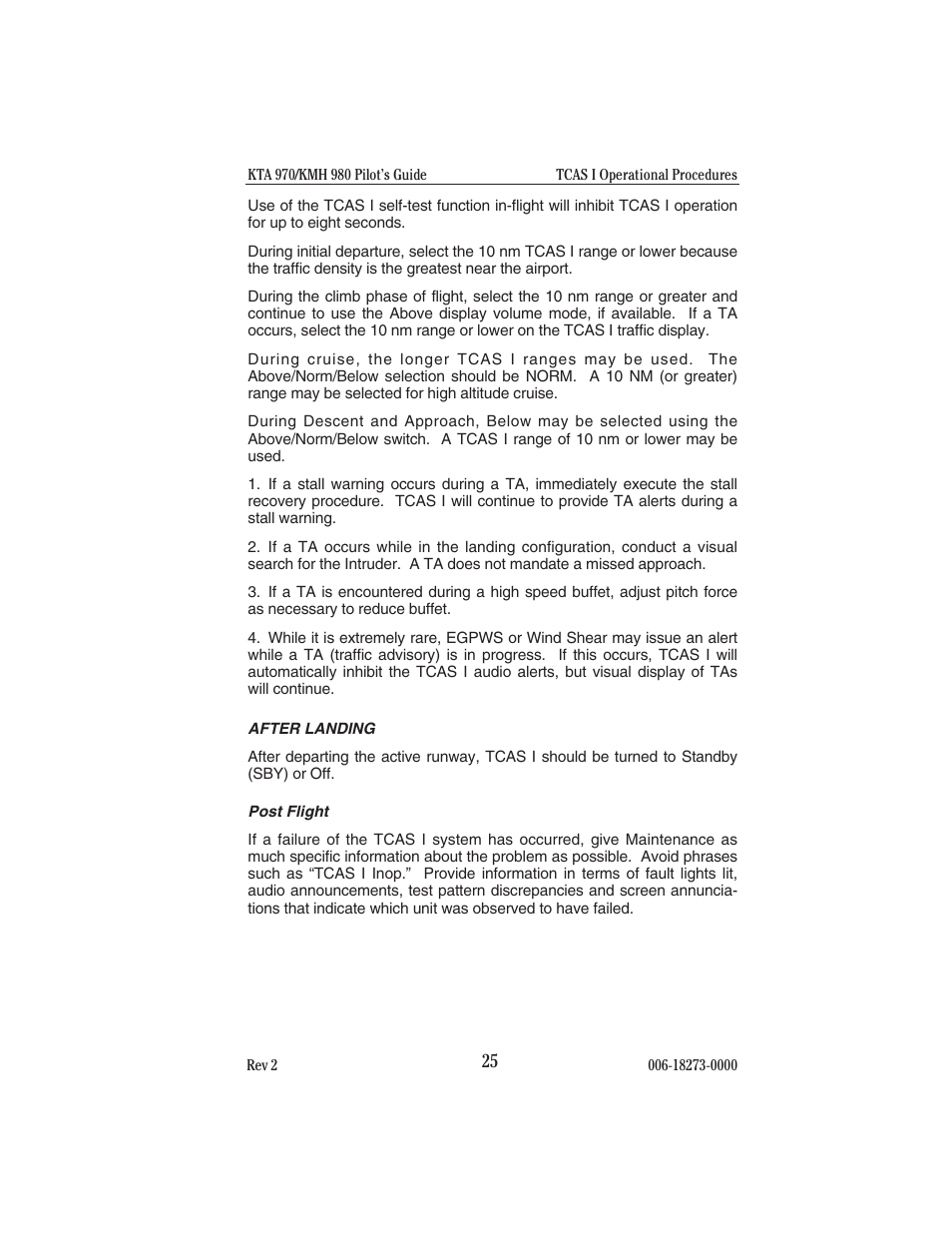 After landing, Post flight | BendixKing KMH 920 System KMH 980 User Manual | Page 33 / 73