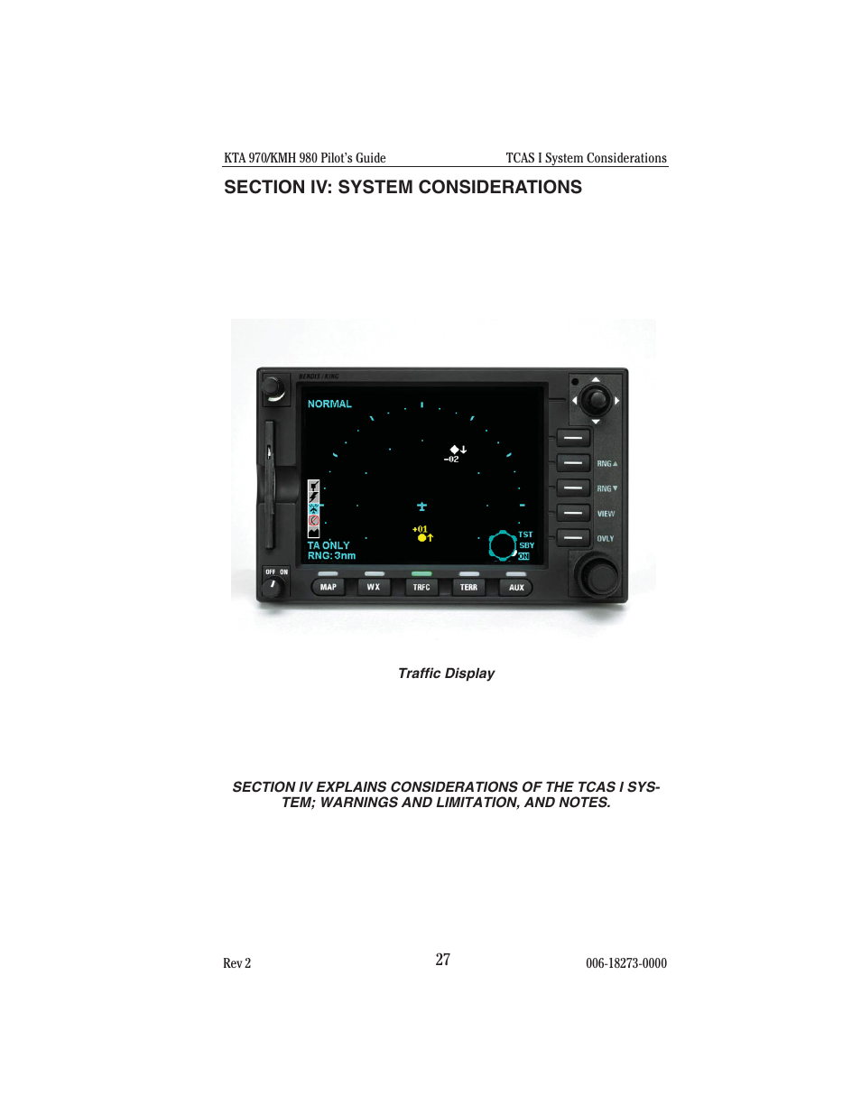 Section iv:system considerations, Section iv : tcas i system considerations | BendixKing KMH 920 System KMH 980 User Manual | Page 35 / 73