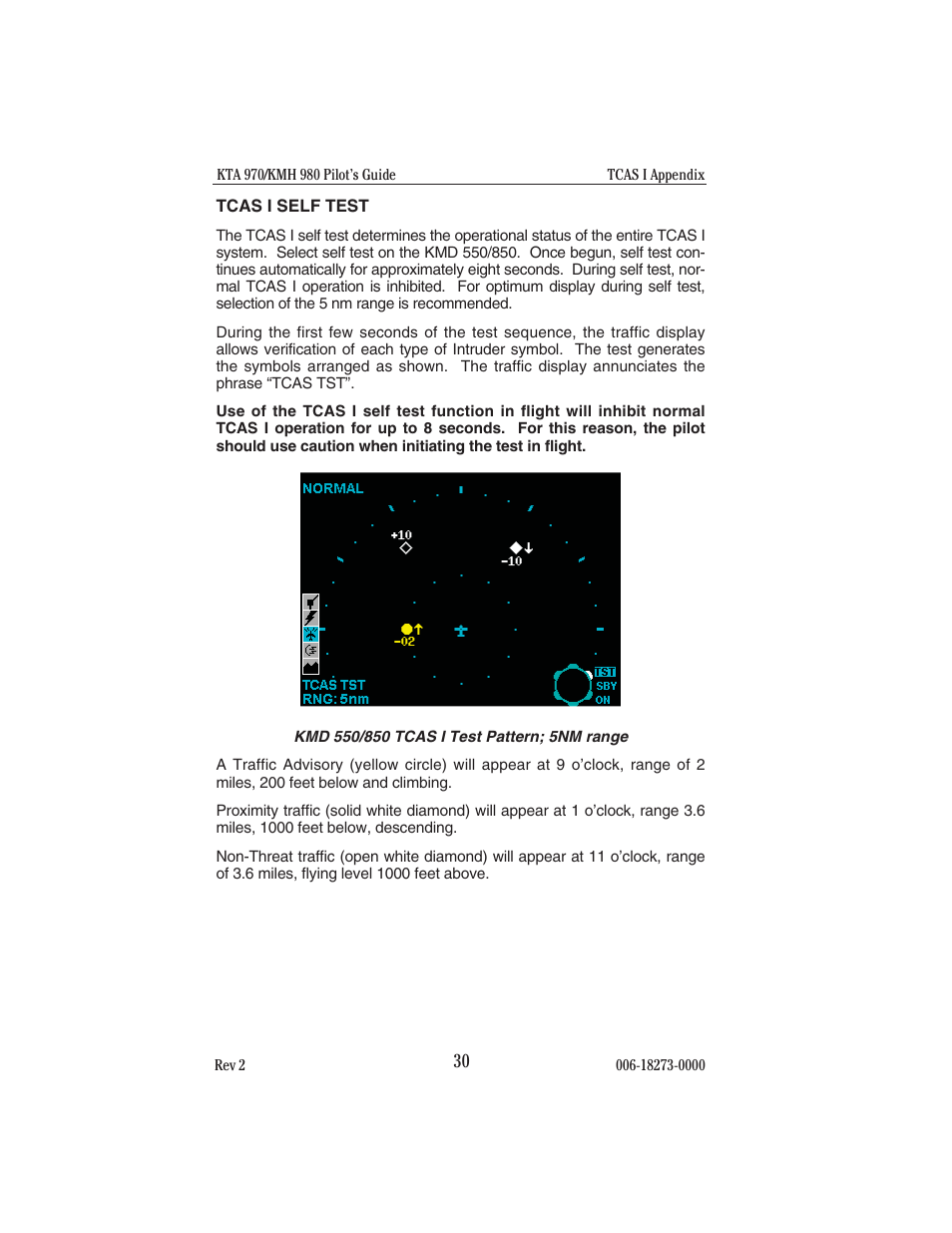 Tcas i self test | BendixKing KMH 920 System KMH 980 User Manual | Page 38 / 73