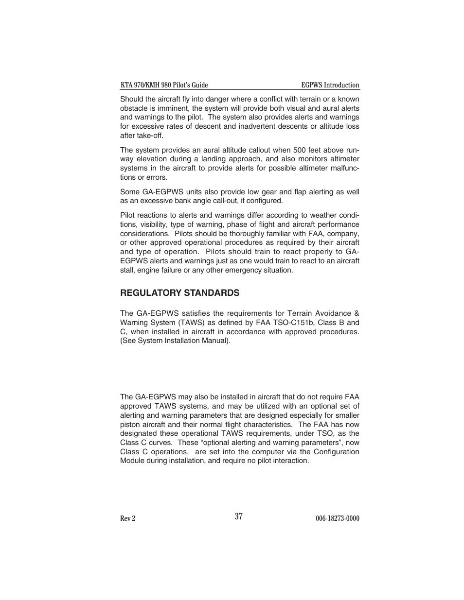 Regulatory standards | BendixKing KMH 920 System KMH 980 User Manual | Page 45 / 73