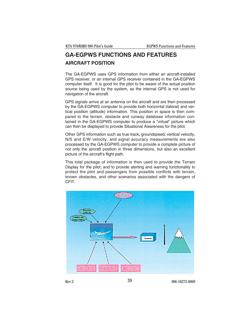 Ga-egpws functions and features, Aircraft position | BendixKing KMH 920 System KMH 980 User Manual | Page 47 / 73