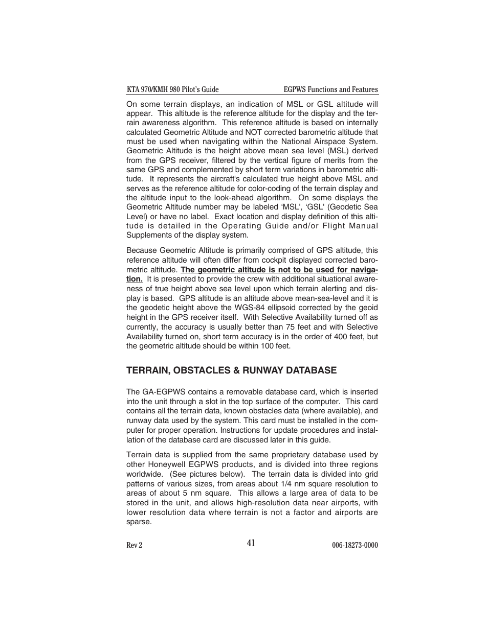 Terrain,obstacles &runway database, Terrain, obstacles & runway database | BendixKing KMH 920 System KMH 980 User Manual | Page 49 / 73