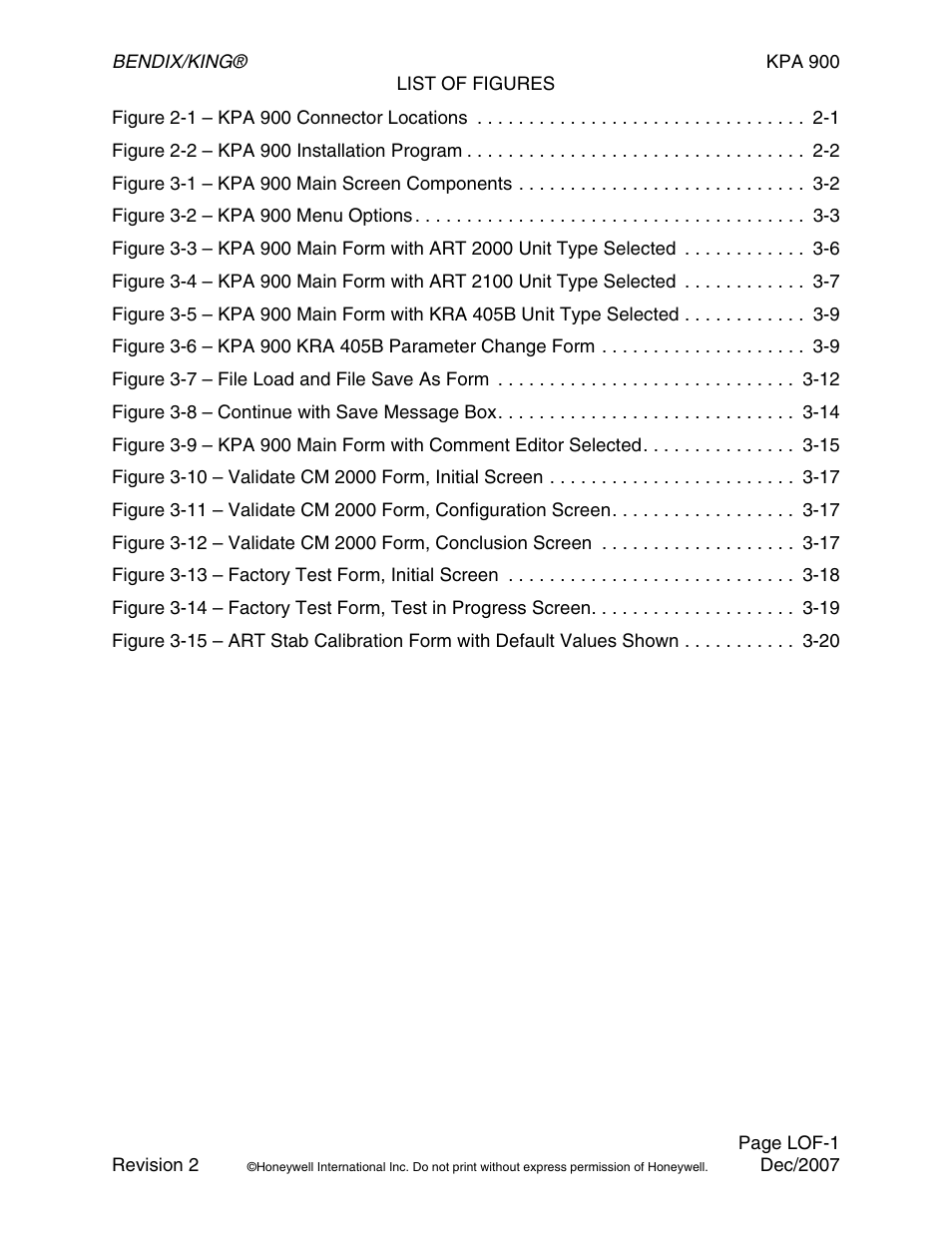 List of figures | BendixKing KPA 900 System RDR-2000 User Manual | Page 11 / 46