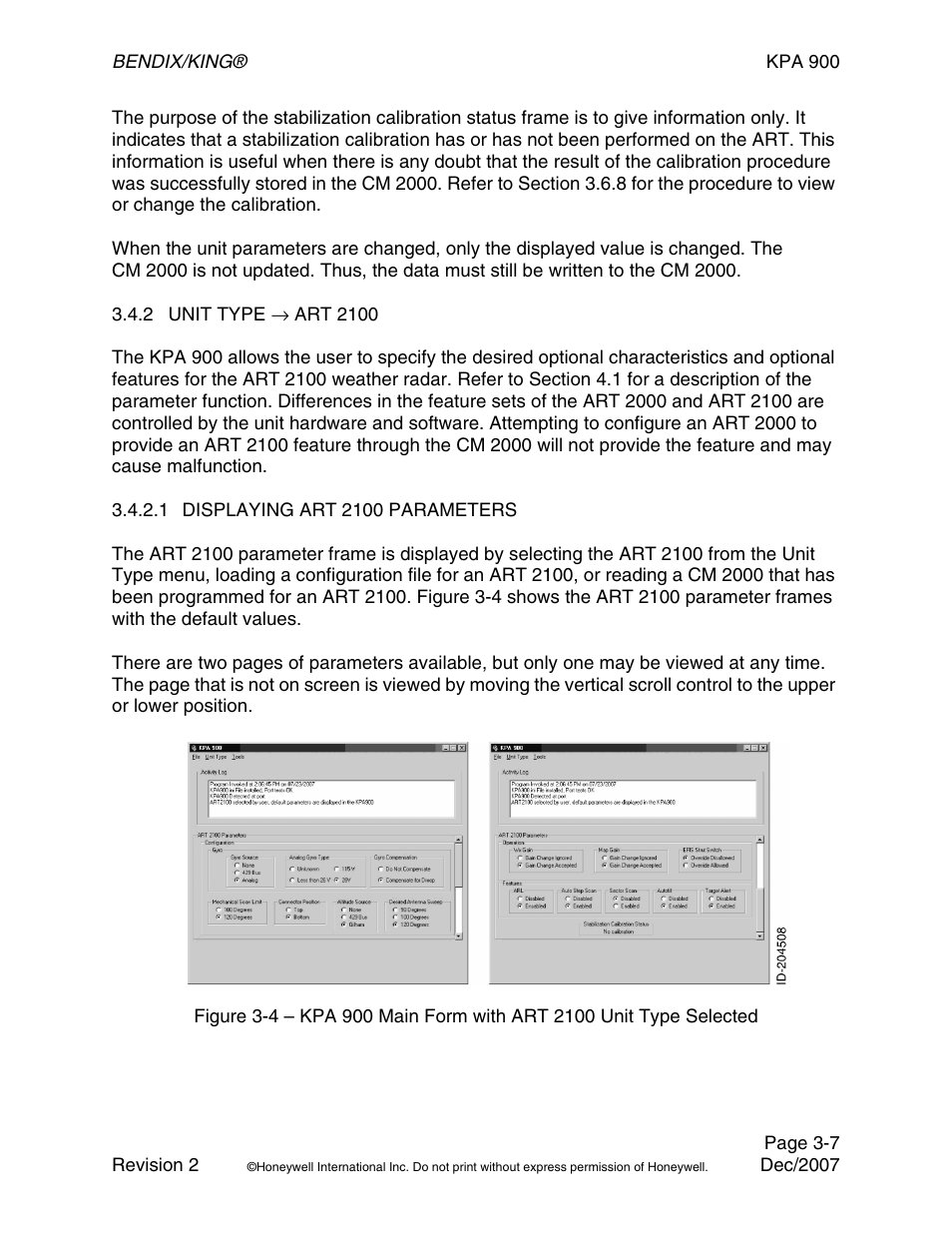 2 unit type → art2100, 1 displaying art2100 parameters | BendixKing KPA 900 System RDR-2000 User Manual | Page 27 / 46