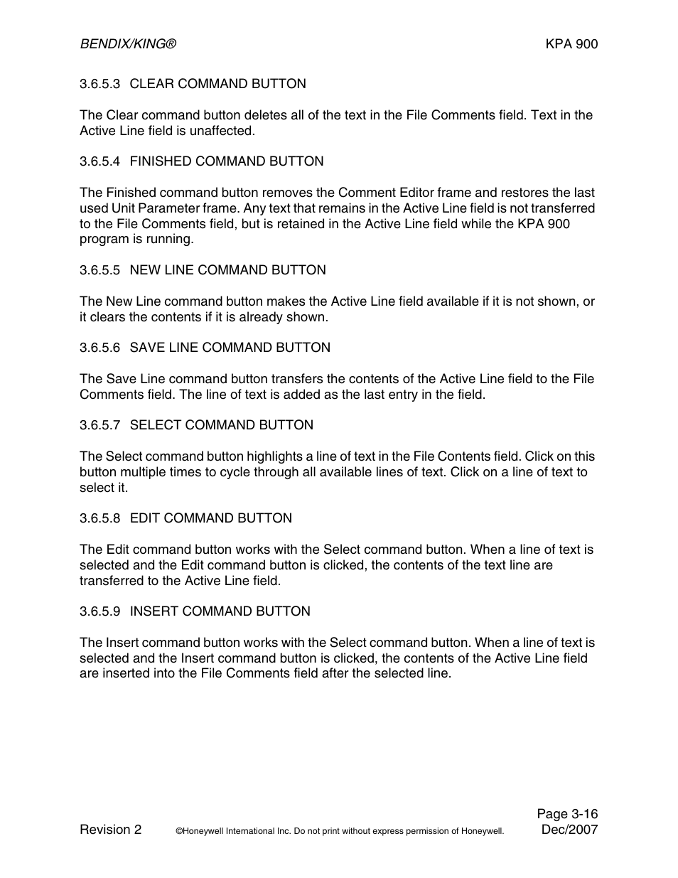 3 clear command button, 4 finished command button, 5 new line command button | 6 save line command button, 7 select command button, 8 edit command button, 9 insert command button | BendixKing KPA 900 System RDR-2000 User Manual | Page 36 / 46