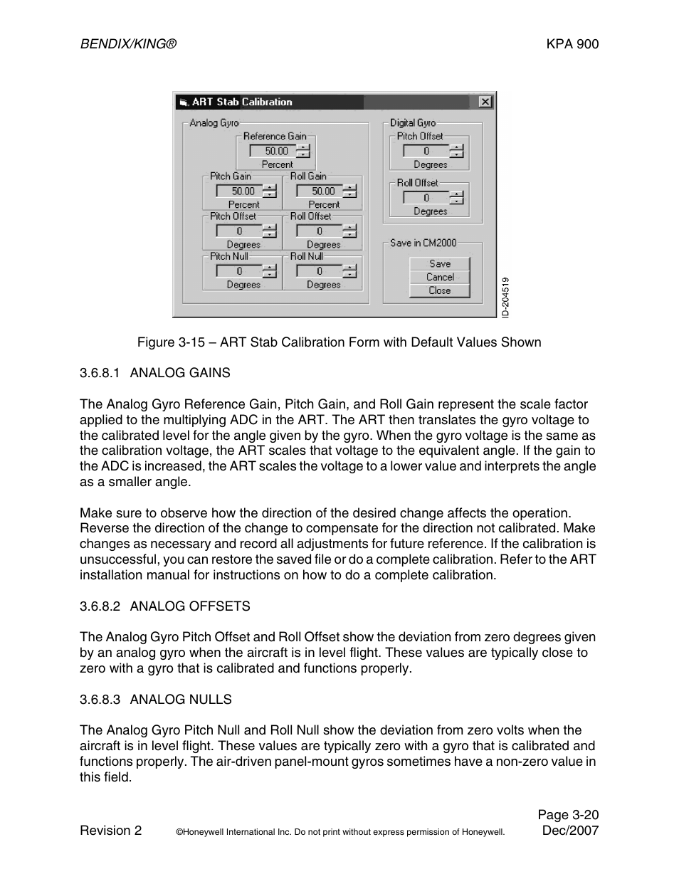1 analog gains, 2 analog offsets, 3 analog nulls | BendixKing KPA 900 System RDR-2000 User Manual | Page 40 / 46
