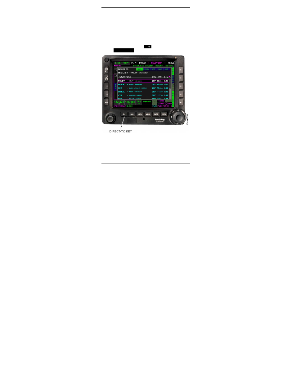 Execute a direct-to, Direct-to a waypoint in the flight plan | BendixKing KSN 770 - Quick Reference Guide User Manual | Page 31 / 64