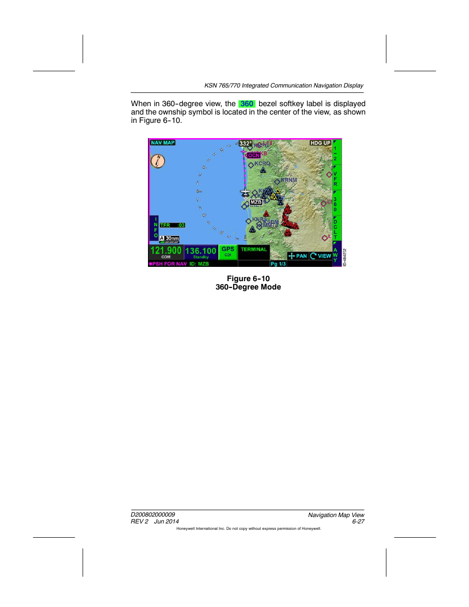 Figure 6-10 360-degree mode | BendixKing KSN 770 - Pilots Guide User Manual | Page 125 / 467