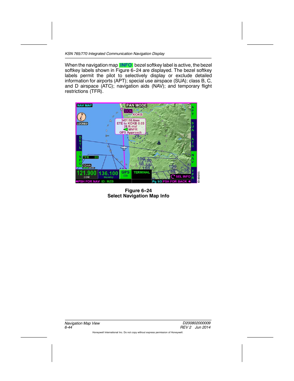 Figure 6-24 select navigation map info | BendixKing KSN 770 - Pilots Guide User Manual | Page 142 / 467