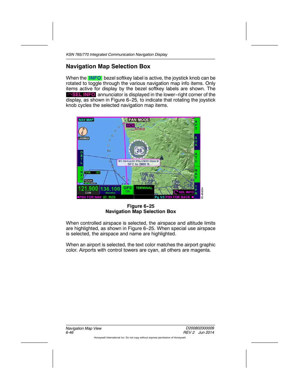 Figure 6-25 navigation map selection box, Navigation map selection box | BendixKing KSN 770 - Pilots Guide User Manual | Page 144 / 467