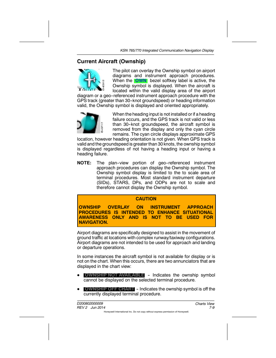 Current aircraft (ownship) | BendixKing KSN 770 - Pilots Guide User Manual | Page 163 / 467