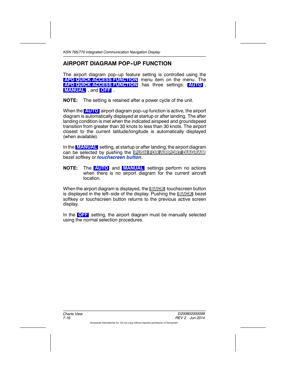 Airport diagram pop-up function | BendixKing KSN 770 - Pilots Guide User Manual | Page 170 / 467