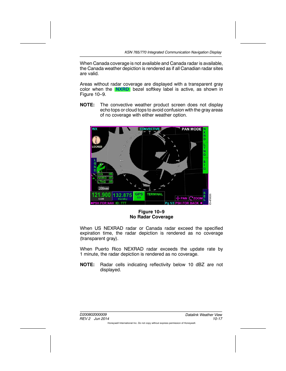 Figure 10-9 no radar coverage | BendixKing KSN 770 - Pilots Guide User Manual | Page 207 / 467