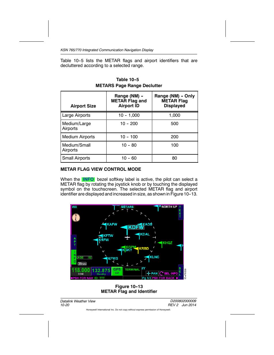 Figure 10-13 metar flag and identifier | BendixKing KSN 770 - Pilots Guide User Manual | Page 210 / 467
