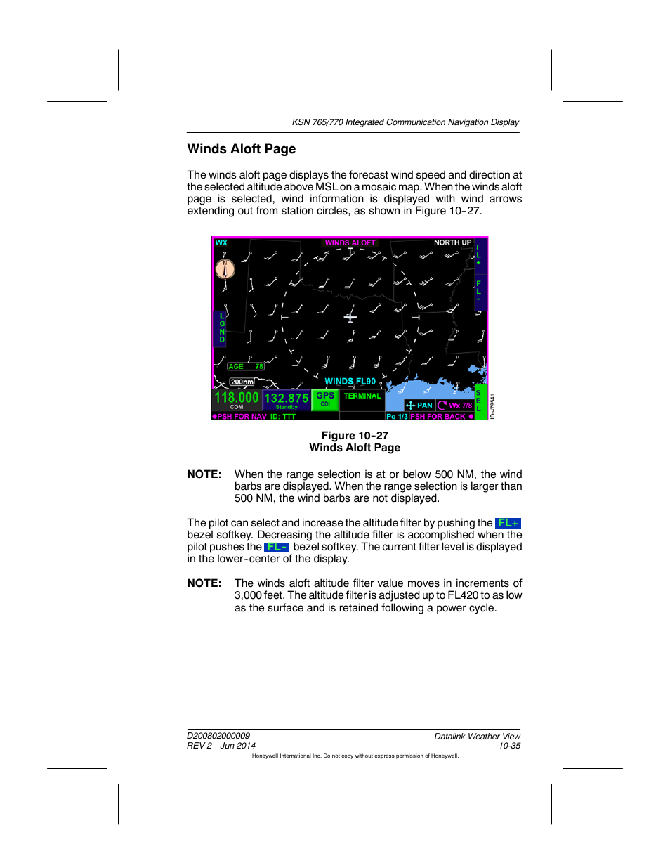 Winds aloft page | BendixKing KSN 770 - Pilots Guide User Manual | Page 225 / 467