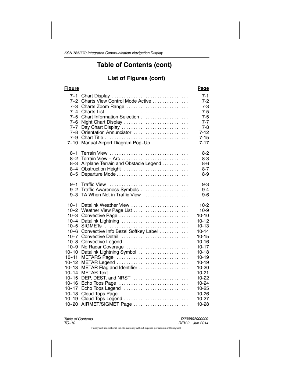 Table of contents (cont) | BendixKing KSN 770 - Pilots Guide User Manual | Page 25 / 467