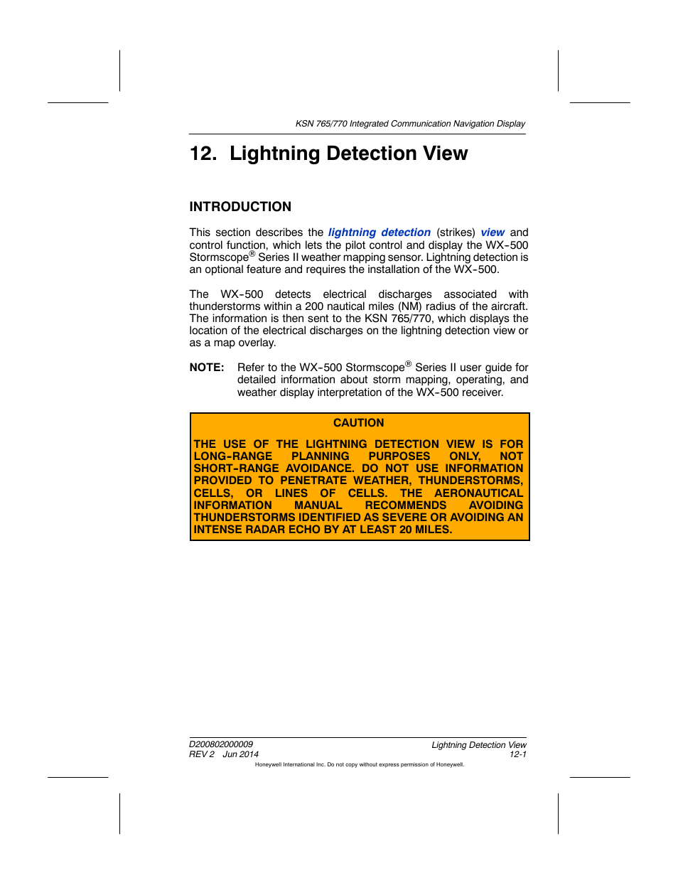 Lightning detection view, Introduction | BendixKing KSN 770 - Pilots Guide User Manual | Page 250 / 467