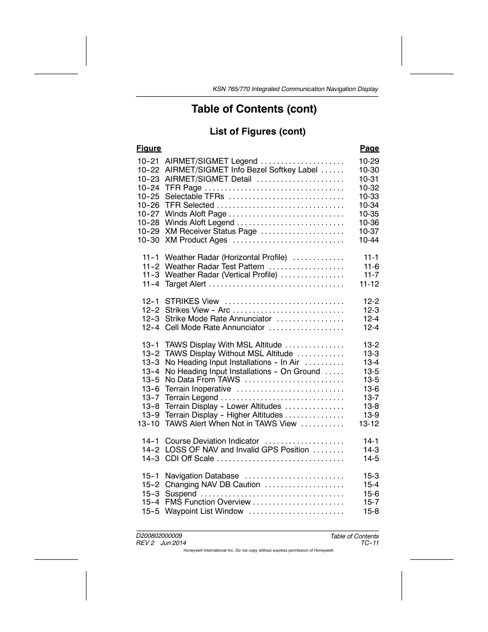 Table of contents (cont) | BendixKing KSN 770 - Pilots Guide User Manual | Page 26 / 467