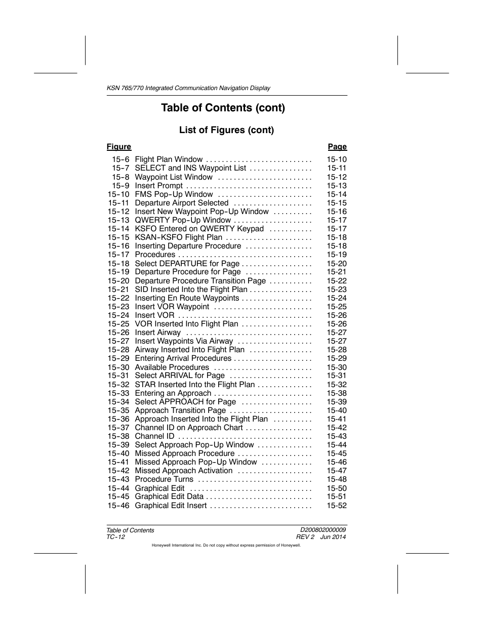 Table of contents (cont) | BendixKing KSN 770 - Pilots Guide User Manual | Page 27 / 467