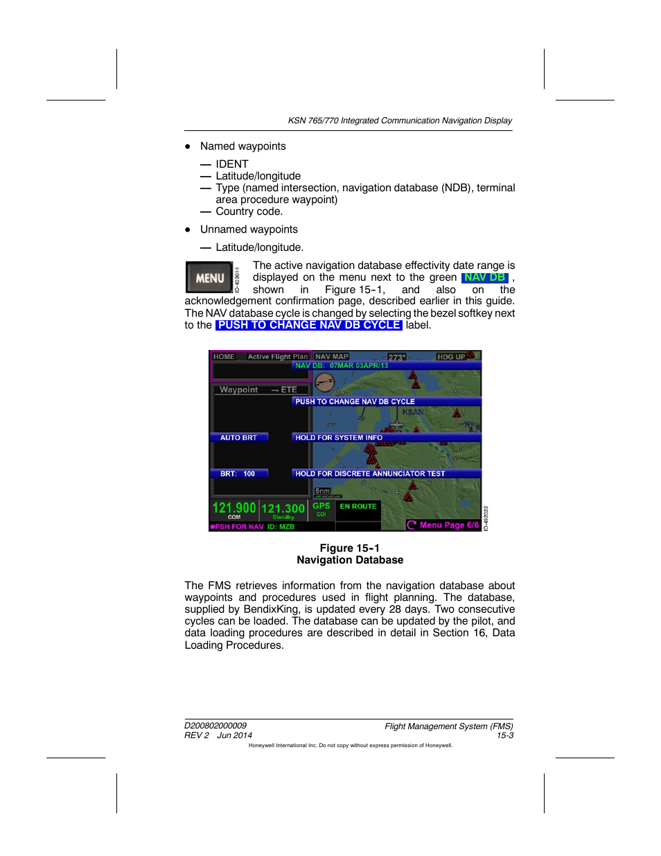 Figure 15-1 navigation database | BendixKing KSN 770 - Pilots Guide User Manual | Page 276 / 467