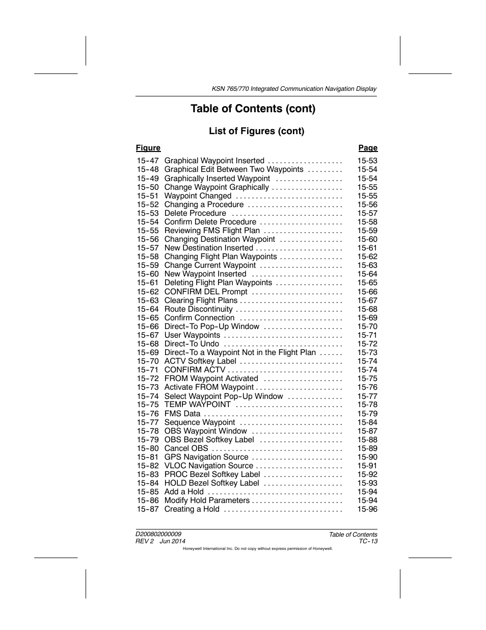 Table of contents (cont) | BendixKing KSN 770 - Pilots Guide User Manual | Page 28 / 467