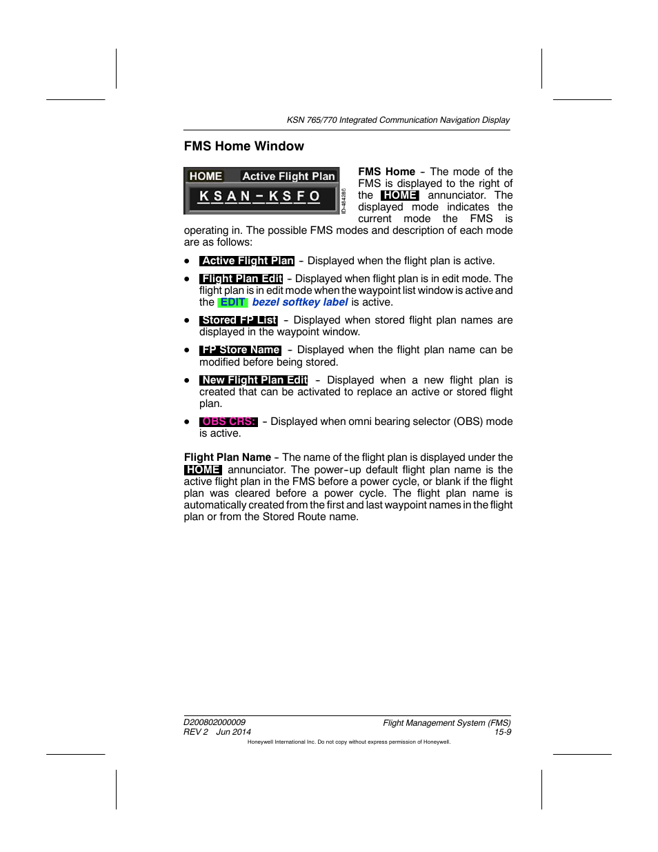 Fms home window | BendixKing KSN 770 - Pilots Guide User Manual | Page 282 / 467