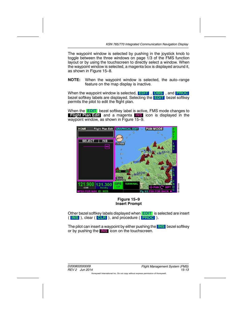 Figure 15-9 insert prompt | BendixKing KSN 770 - Pilots Guide User Manual | Page 286 / 467