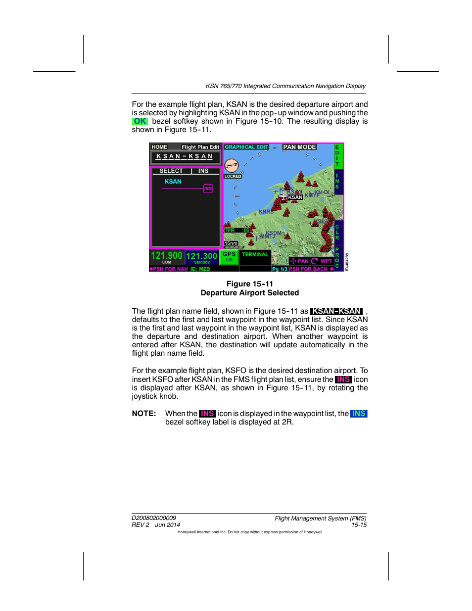 Figure 15-11 departure airport selected | BendixKing KSN 770 - Pilots Guide User Manual | Page 288 / 467