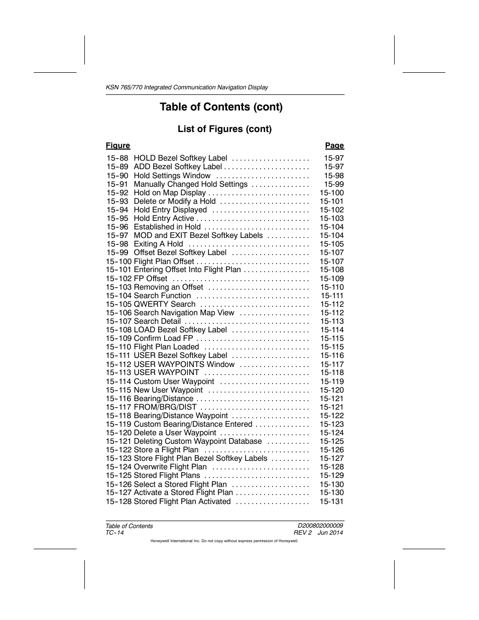 Table of contents (cont) | BendixKing KSN 770 - Pilots Guide User Manual | Page 29 / 467