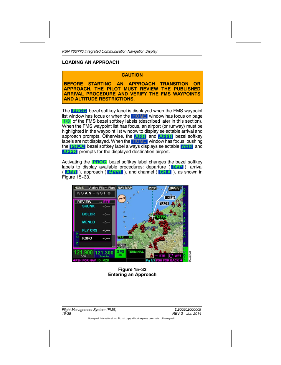 Figure 15-33 entering an approach | BendixKing KSN 770 - Pilots Guide User Manual | Page 311 / 467