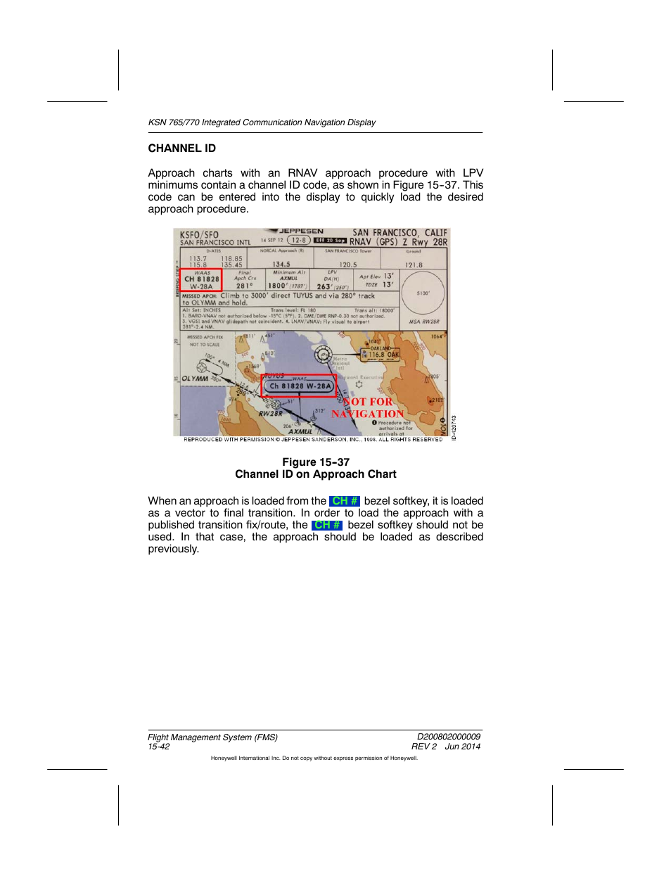 Figure 15-37 channel id on approach chart | BendixKing KSN 770 - Pilots Guide User Manual | Page 315 / 467