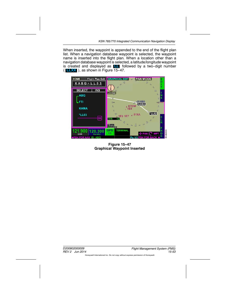 Figure 15-47 graphical waypoint inserted | BendixKing KSN 770 - Pilots Guide User Manual | Page 326 / 467