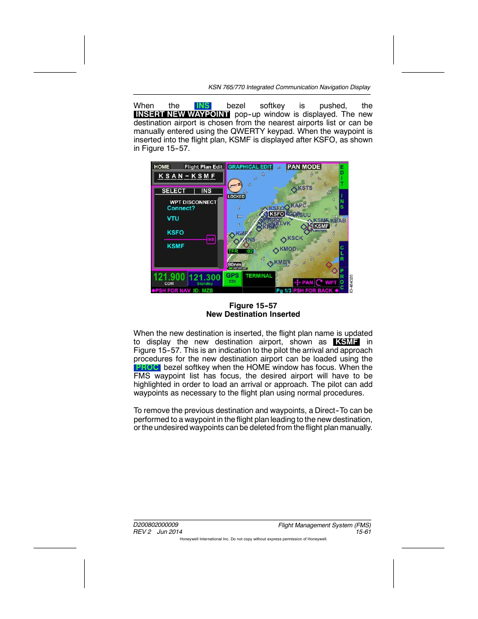 Figure 15-57 new destination inserted | BendixKing KSN 770 - Pilots Guide User Manual | Page 334 / 467