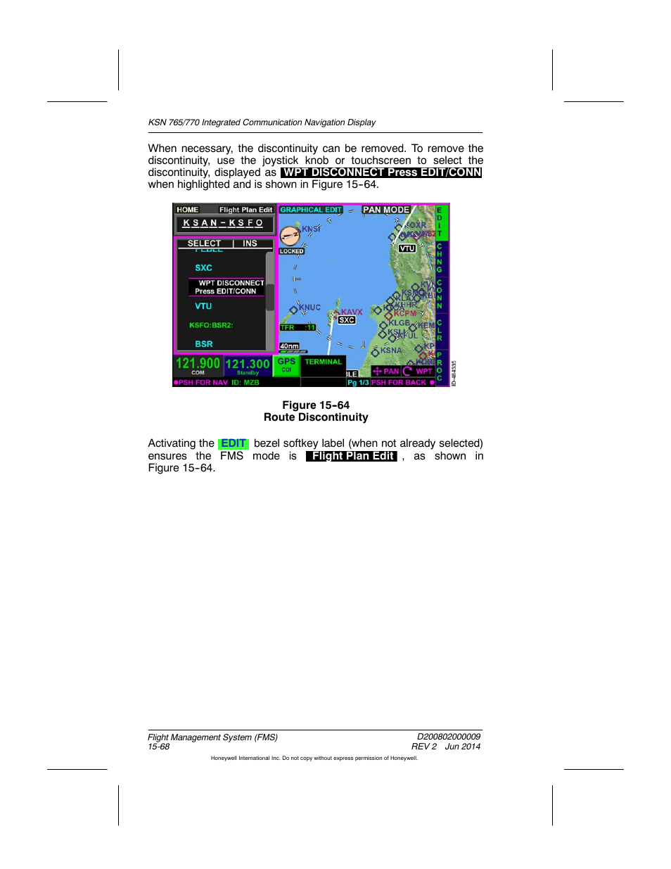 Figure 15-64 route discontinuity | BendixKing KSN 770 - Pilots Guide User Manual | Page 341 / 467