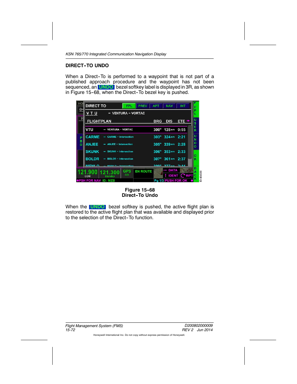 Figure 15-68 direct-to undo | BendixKing KSN 770 - Pilots Guide User Manual | Page 345 / 467