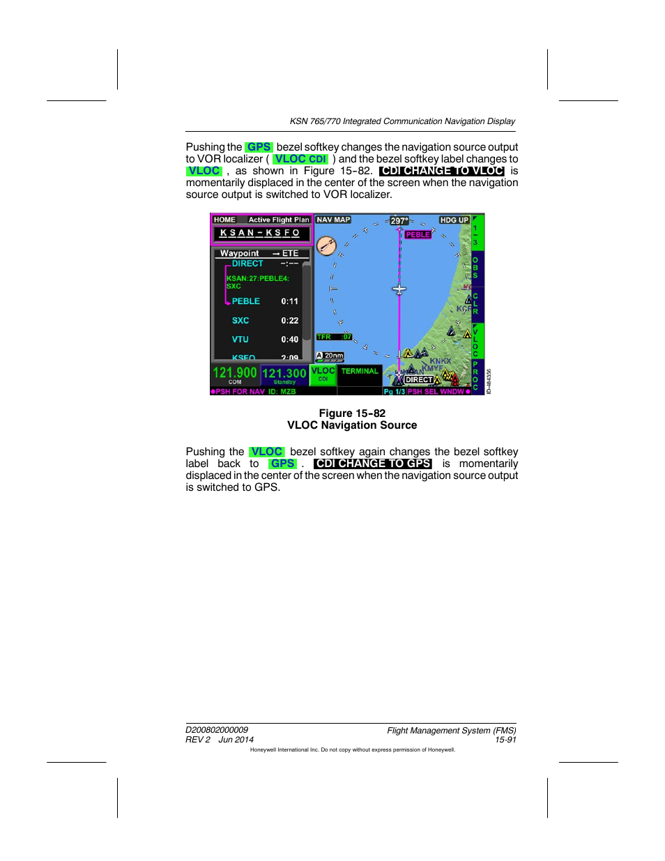 Figure 15-82 vloc navigation source | BendixKing KSN 770 - Pilots Guide User Manual | Page 364 / 467