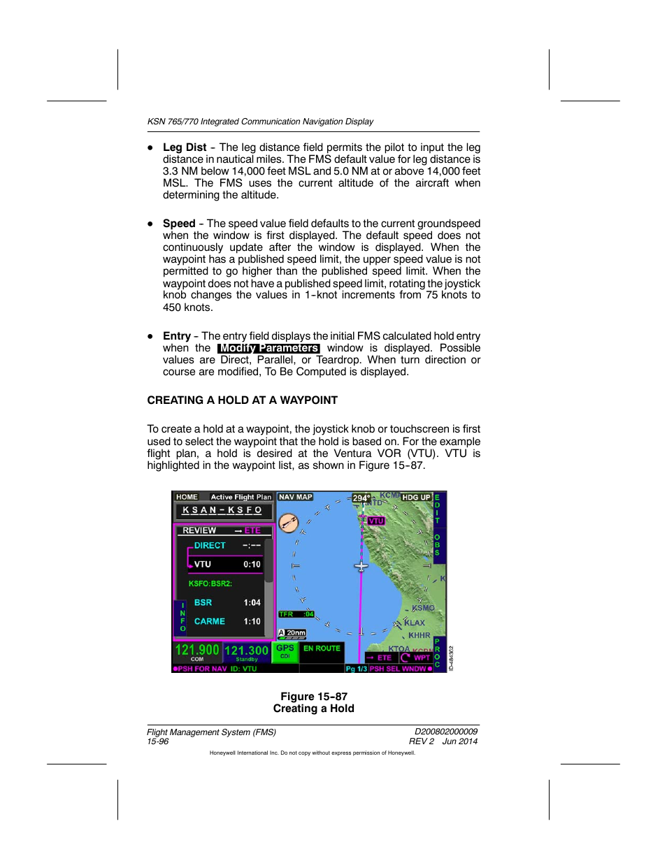 Figure 15-87 creating a hold | BendixKing KSN 770 - Pilots Guide User Manual | Page 369 / 467