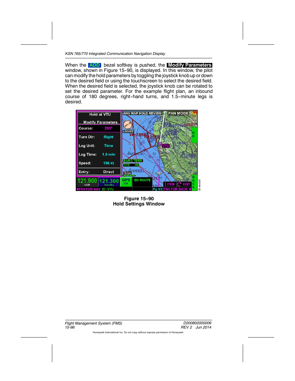 Figure 15-90 hold settings window | BendixKing KSN 770 - Pilots Guide User Manual | Page 371 / 467