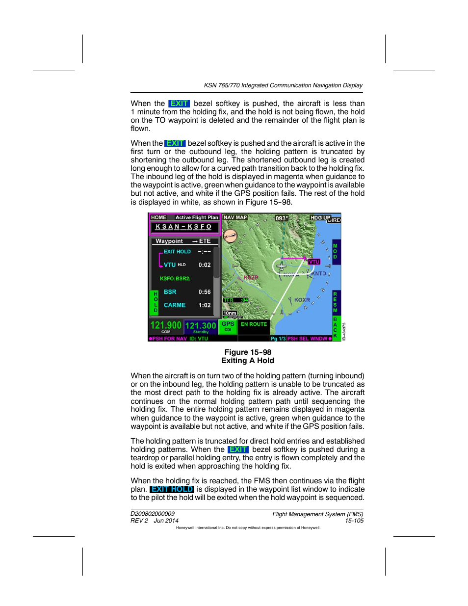 Figure 15-98 exiting a hold | BendixKing KSN 770 - Pilots Guide User Manual | Page 378 / 467
