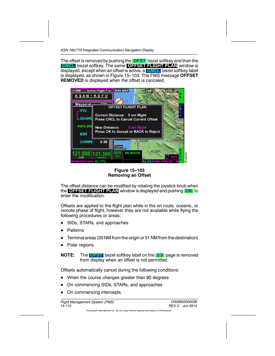 Figure 15-103 removing an offset | BendixKing KSN 770 - Pilots Guide User Manual | Page 383 / 467