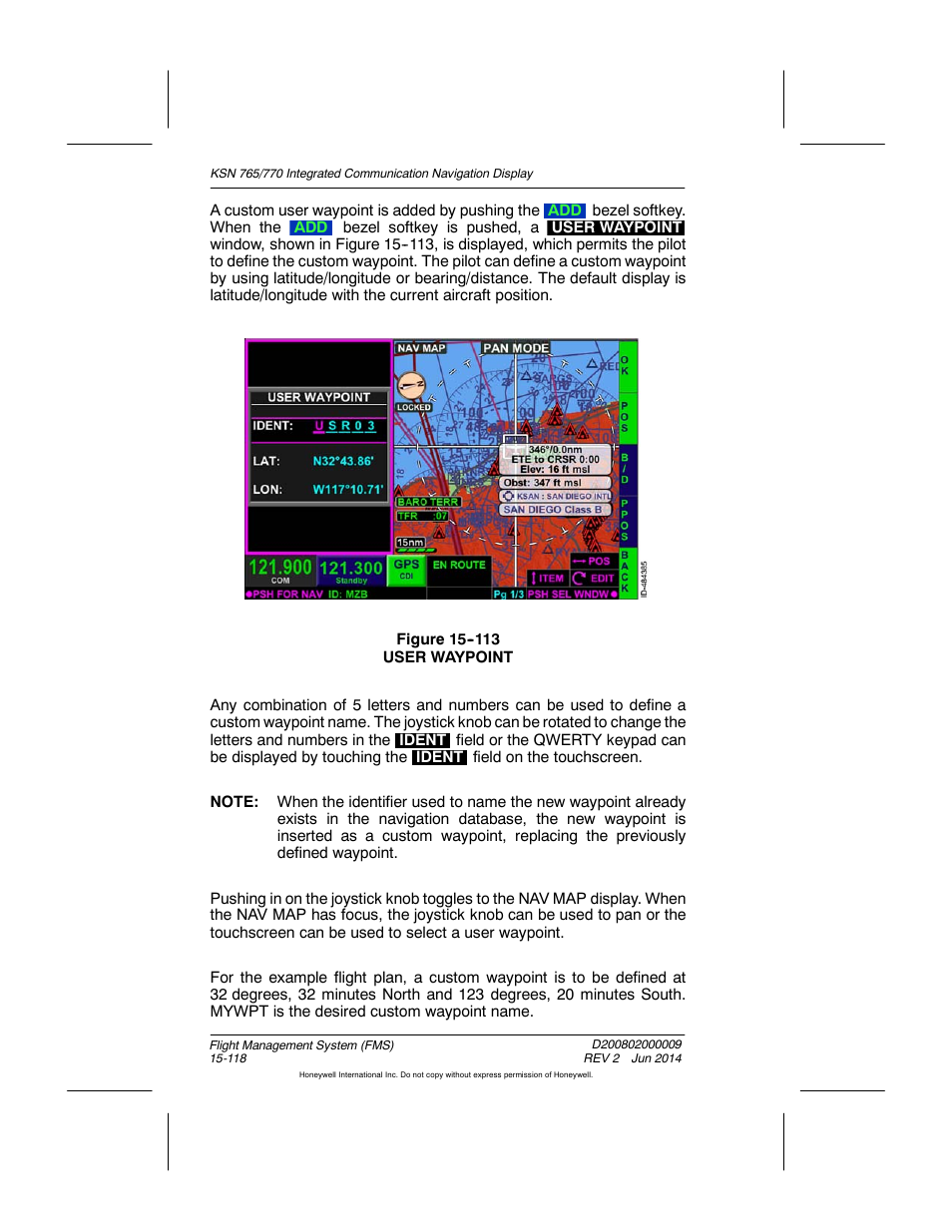 Figure 15-113 user waypoint | BendixKing KSN 770 - Pilots Guide User Manual | Page 391 / 467