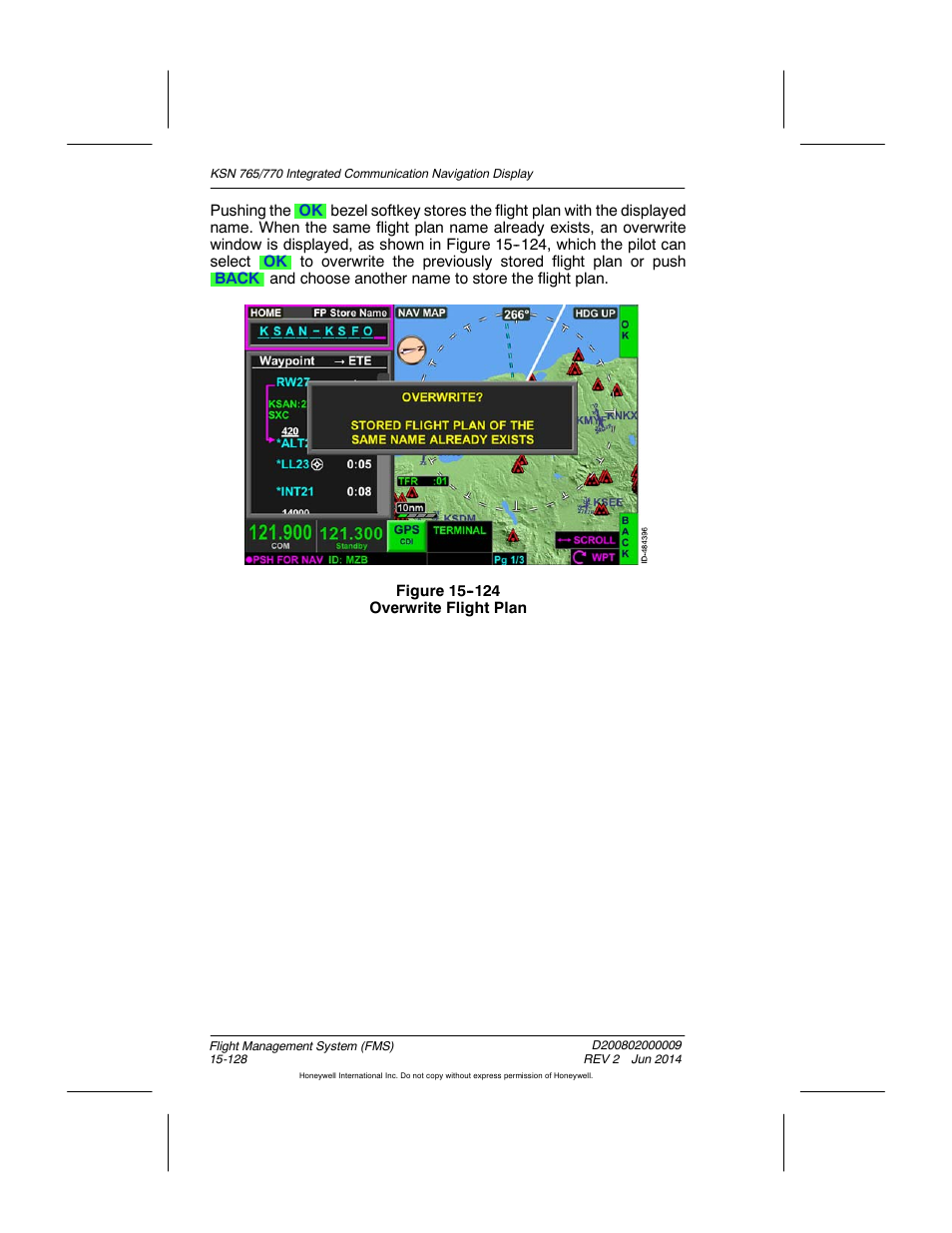 Figure 15-124 overwrite flight plan | BendixKing KSN 770 - Pilots Guide User Manual | Page 401 / 467
