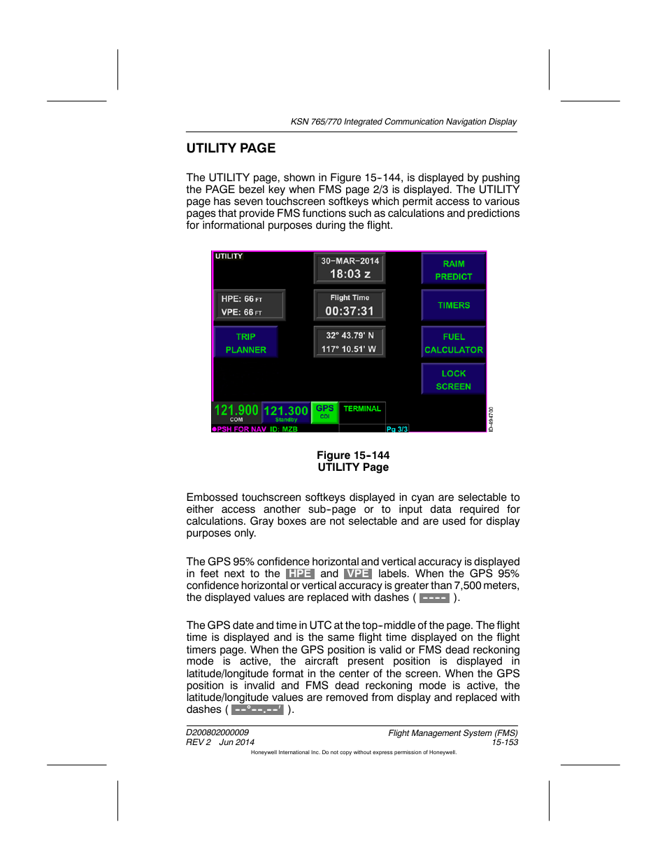 Utility page | BendixKing KSN 770 - Pilots Guide User Manual | Page 426 / 467