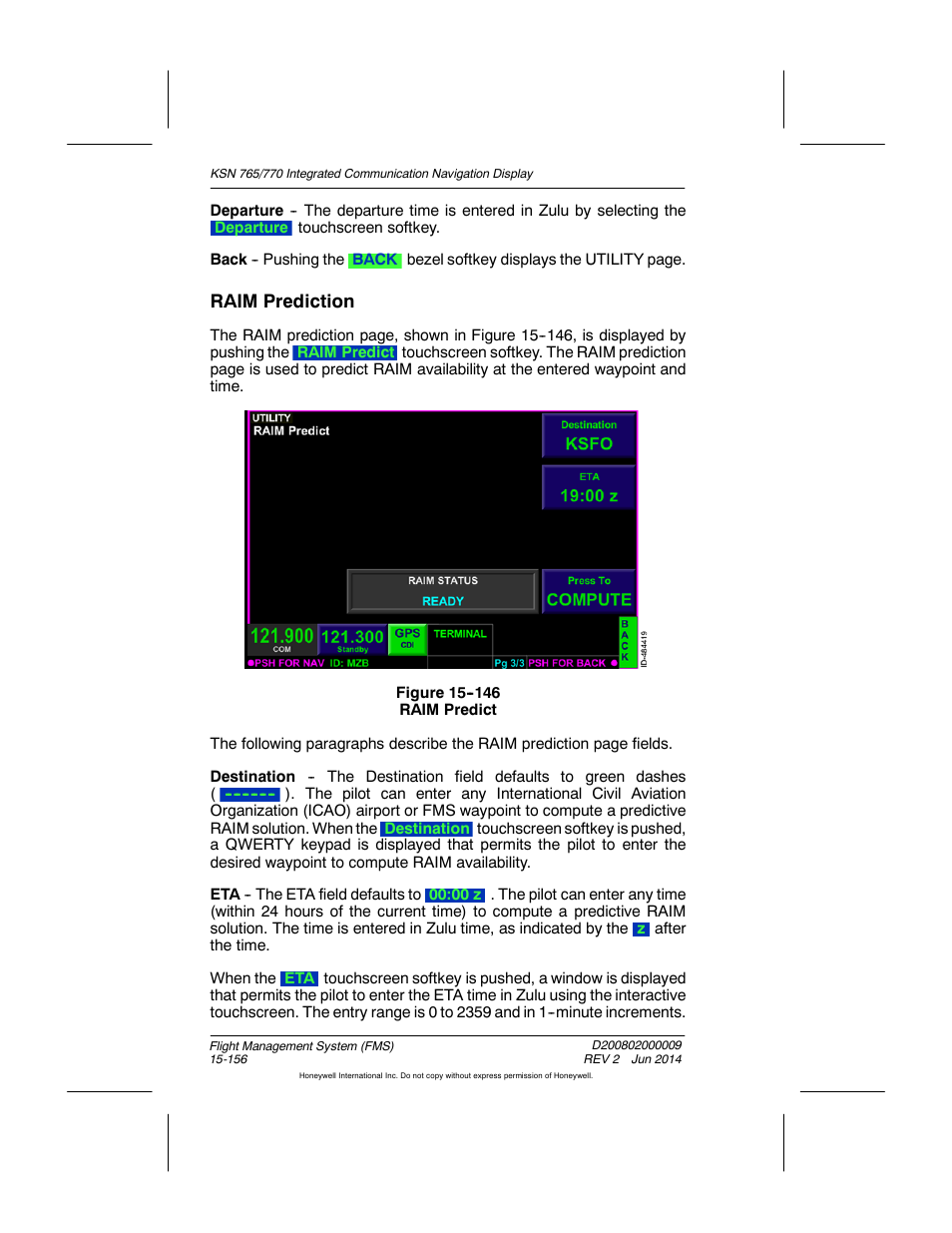 Figure 15-146 raim predict, Raim prediction | BendixKing KSN 770 - Pilots Guide User Manual | Page 429 / 467