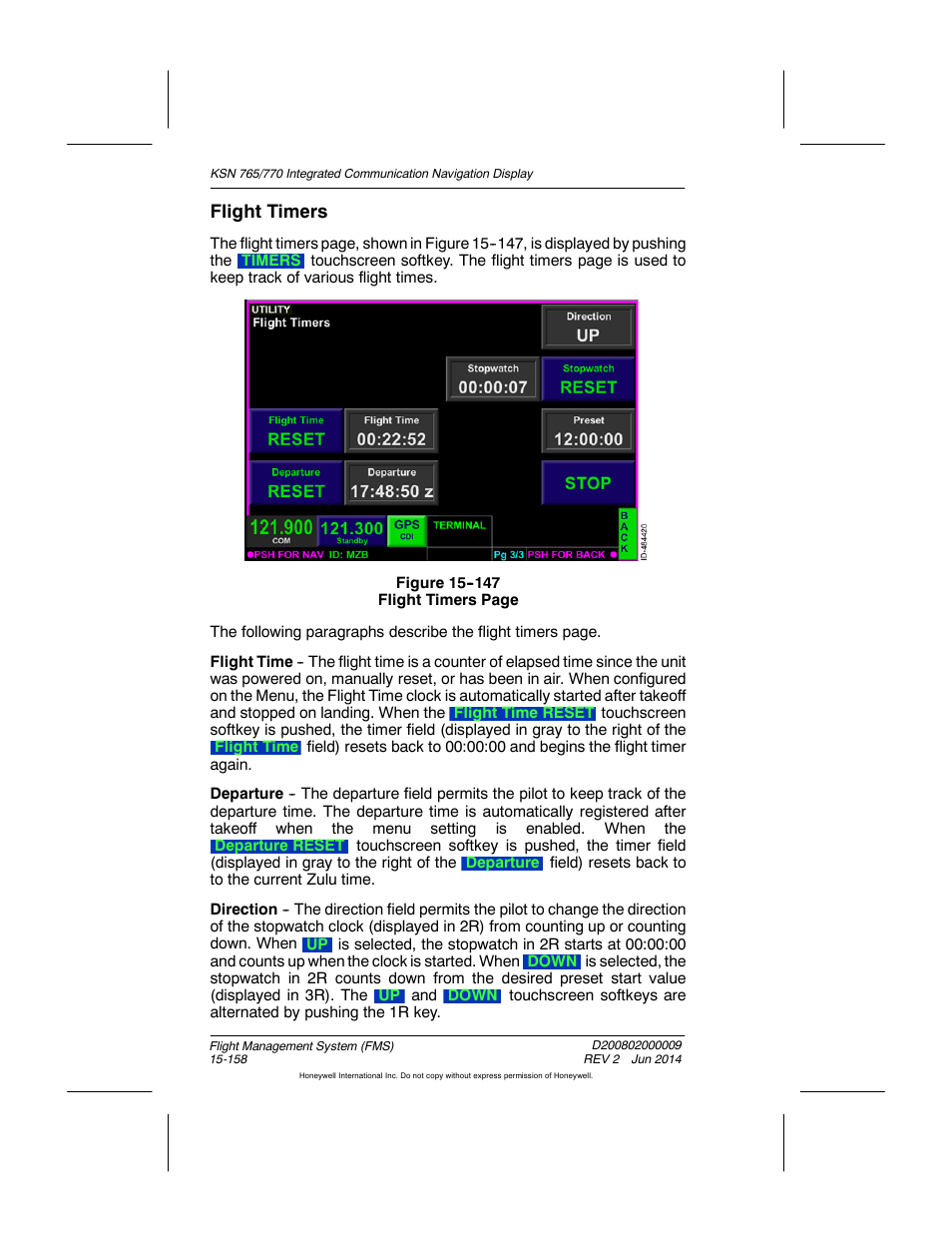 Flight timers | BendixKing KSN 770 - Pilots Guide User Manual | Page 431 / 467