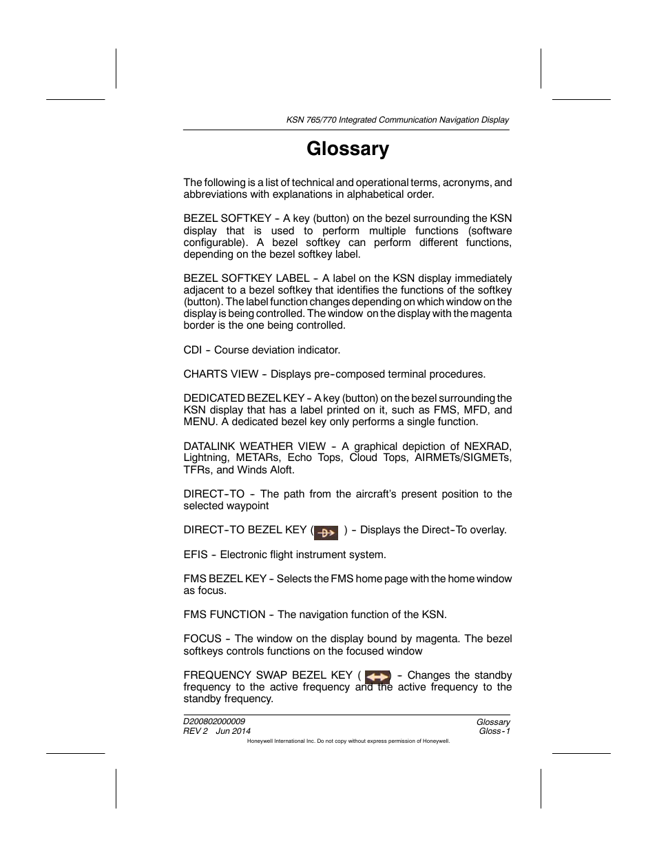 Glossary | BendixKing KSN 770 - Pilots Guide User Manual | Page 452 / 467