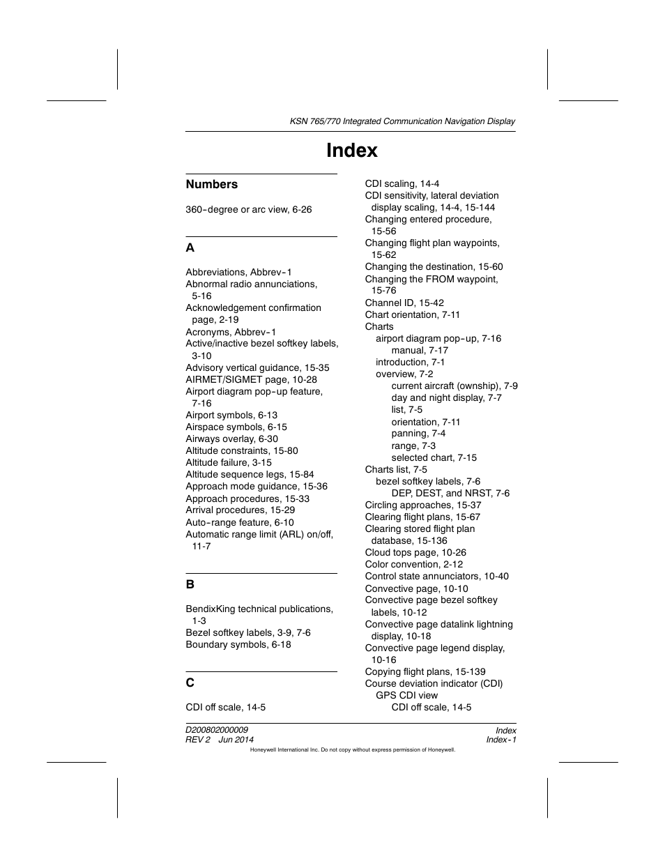 Index, Numbers | BendixKing KSN 770 - Pilots Guide User Manual | Page 456 / 467