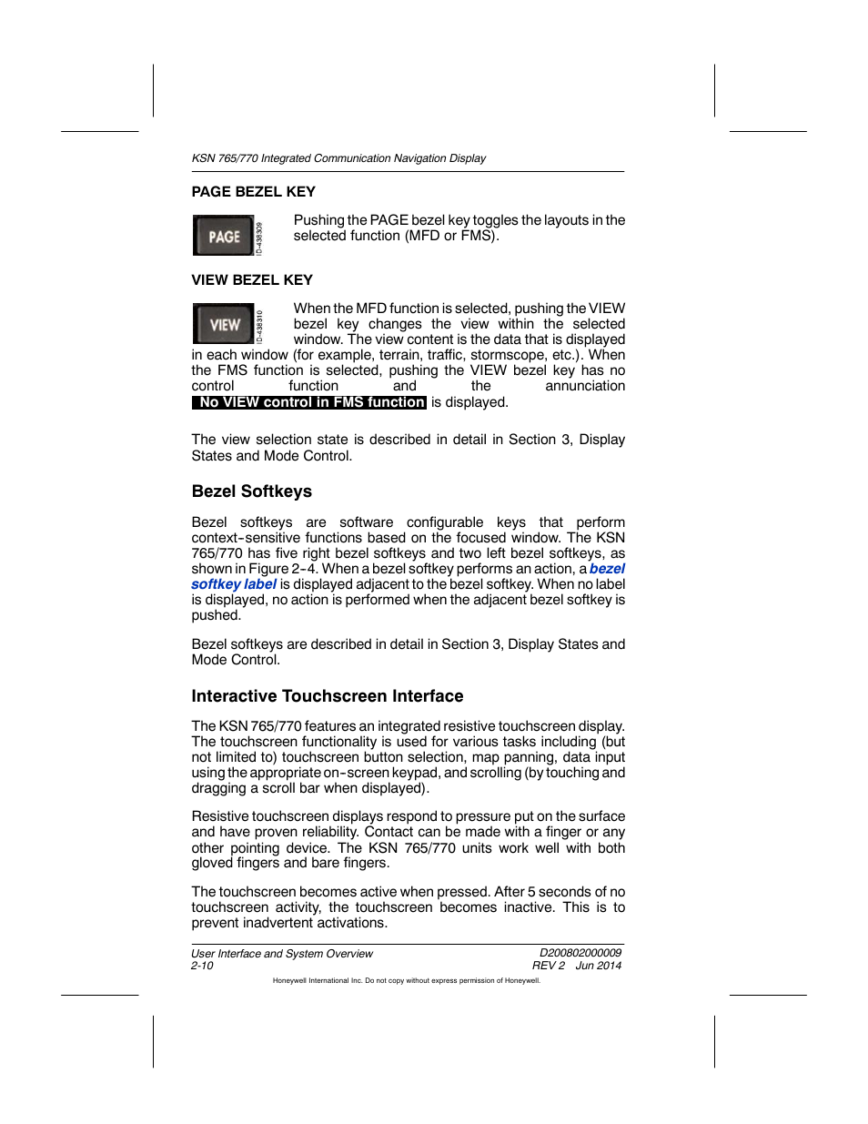 Bezel softkeys, Interactive touchscreen interface | BendixKing KSN 770 - Pilots Guide User Manual | Page 46 / 467